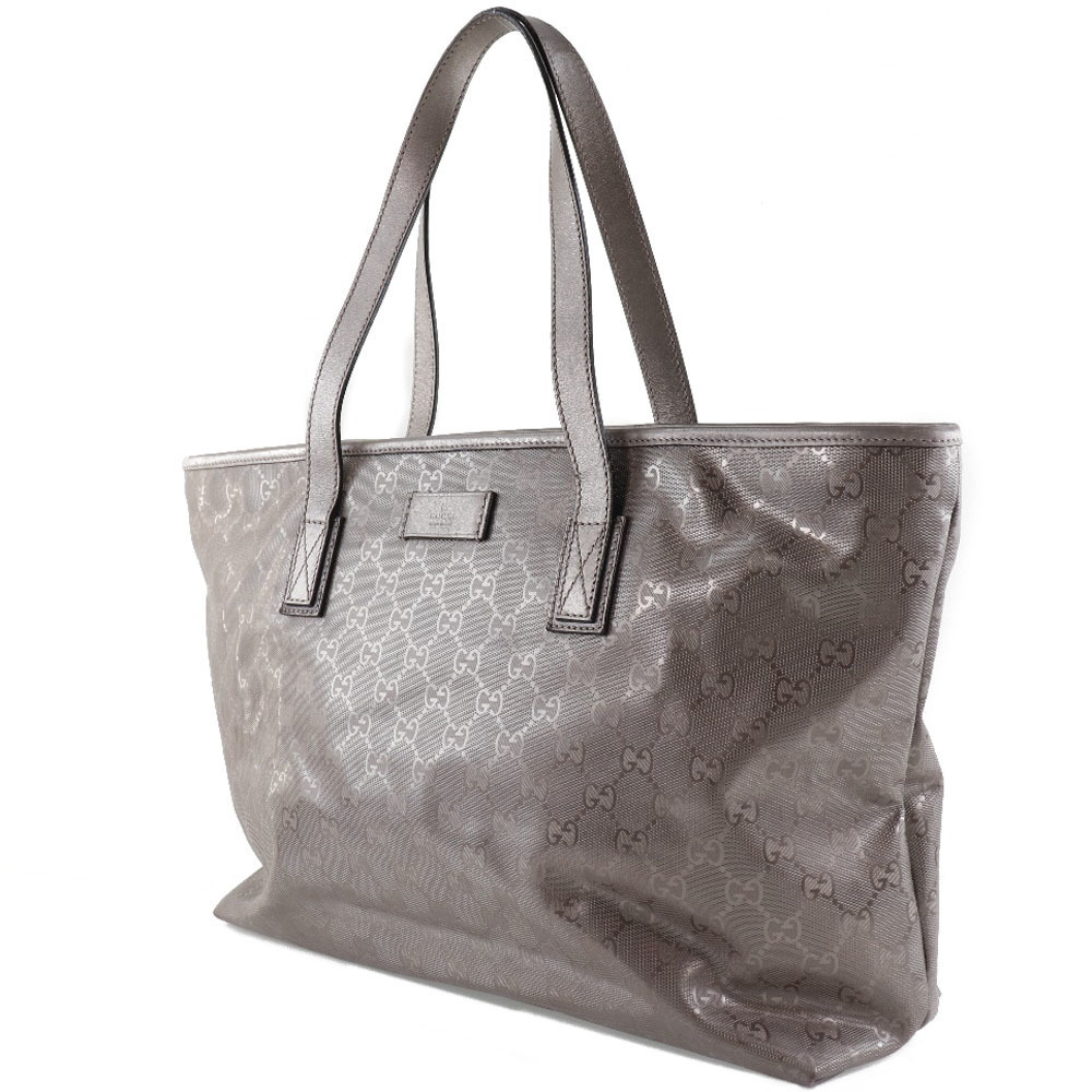 Gucci Bag Silver Zipper Tote GG Implement Tote